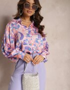 retro & icone Cămașă Roz-Violet Decorată cu Imprimeu Abstract Sharleen