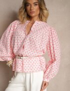 retro & icone Cămașă Roză din bumbac cu carouri Vichy și Inimioare Halorwena