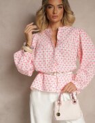 retro & icone Cămașă Roză din bumbac cu carouri Vichy și Inimioare Halorwena