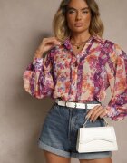retro & icone Cămașă Violetă cu Mâneci Largi din Țesătură Transparentă Barias