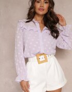 retro & icone Cămașă Violetă cu Manșete Decorative și Decolteu Kerra