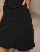 retro & icone Fustă-pantalon neagră High Waist cu Imitație de Buzunare în Stil Utility Olidrella