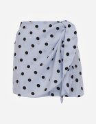 retro & icone Fustă-pantaloni scurți din viscoză cu puncte în stil retro tip cravată în talie Deneia Albaștri