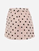 retro & icone Fustă-pantaloni scurți din viscoză cu puncte în stil retro tip cravată în talie Deneia Roz