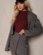 retro & icone Fustă-Pantaloni scurți Gri cu Paiete cu suprapunere și Imitație de buzunare Vaiane