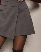 retro & icone Fustă-Pantaloni scurți Gri cu Paiete cu suprapunere și Imitație de buzunare Vaiane