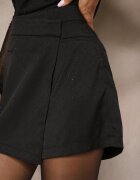 retro & icone Fustă-Pantaloni scurți neagră cu Paiete cu suprapunere și Imitație de Buzunare Vaiane