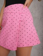 retro & icone Fustă-pantaloni scurți roz asimetrice din bumbac cu inimioare Imperia