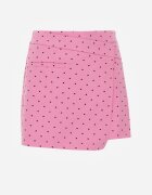 retro & icone Fustă-pantaloni scurți roz asimetrice din bumbac cu inimioare Imperia