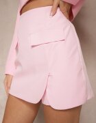 retro & icone Fustă-pantaloni scurți Roz High Waist cu imitație buzunare în stil Utility Olidrella