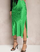 retro & icone Fustă Verde Lungă Casual cu elastic în talie Grelvia