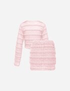 retro & icone Komplet Roz din Dantelă Bluză Longsleeve și Fustă-Pantaloni scurți Mulați Daera