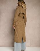 retro & icone Palton Maro-Verde cu croială alungită tip trench cu nasturi și cordon Dennime