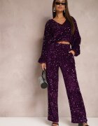 retro & icone Pantaloni amprii mov cu paiete din velur Naress