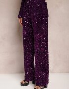 retro & icone Pantaloni amprii mov cu paiete din velur Naress