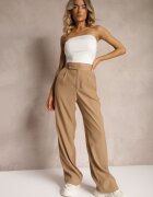 retro & icone Pantaloni bej închis largi cu închidere cu cârlig Brutris