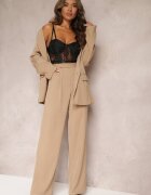 retro & icone Pantaloni bej închis largi cu închidere cu cârlig Brutris