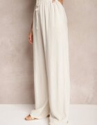 retro & icone Pantaloni Bej Largi din Viscoză cu Adaos de In Delsira