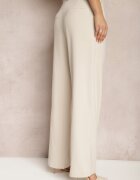 retro & icone Pantaloni de costum bej cu picioare largi și talie înaltă Herdda