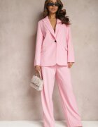 retro & icone Pantaloni de costum Roz cu picioare largi și talie înaltă Herdda