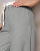 retro & icone Pantaloni Gri Din material textil Cu picioare largi High Waist Cu elastic în talie Comina