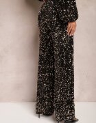 retro & icone Pantaloni Largi Aurii cu Paiete din Țesătură de Velur Naress