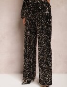 retro & icone Pantaloni Largi Aurii cu Paiete din Țesătură de Velur Naress