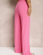 retro & icone Pantaloni largi roz închis din viscoză cu adaos de in Delsira
