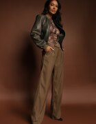 retro & icone Pantaloni Maro Largi cu Închidere cu Cârlig Brutris