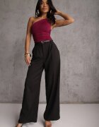 retro & icone Pantaloni Negri cu talie înaltă de costum cu croială largă Silzemia