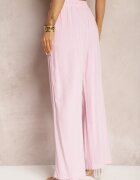 retro & icone Pantaloni roz largi din Viscoză cu adaos de In Delsira