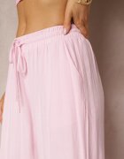 retro & icone Pantaloni roz largi din Viscoză cu adaos de In Delsira