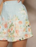 retro & icone Pantaloni scurți albaștri High Wiast cu flori Nerovia