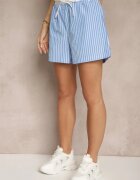 retro & icone Pantaloni scurți albaștri Talie înaltă Decorați cu șnururi și curele Kinthea
