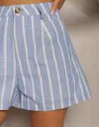 retro & icone Pantaloni scurți Albastru deschis Bermude High Waist în Dungi Vikitesa