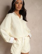 retro & icone Pantaloni scurți galbeni Decorați cu dungi și cu legătură Mevaraela