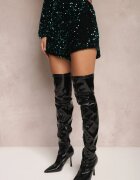retro & icone Pantaloni scurți Verzi Care Imită Fusta Decorați Cu Paiete Colla