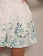 retro & icone Pantaloni scurți Verzi High Wiast cu flori Nerovia