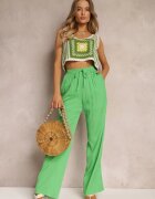 retro & icone Pantaloni Verde închis Largi Talie înaltă Tasia