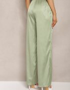 retro & icone Pantaloni Verzi Largi cu elastic în talie și model lucios în dungi Zoyama