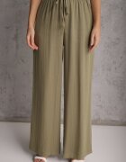 retro & icone Pantaloni Verzi Wide Leg High Waist din Viscoză Terilină