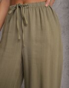 retro & icone Pantaloni Verzi Wide Leg High Waist din Viscoză Terilină
