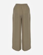 retro & icone Pantaloni Verzi Wide Leg High Waist din Viscoză Terilină