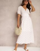 retro & icone Rochie Albă Cambrată din Bumbac cu elastic în talie și cu spatele gol Wedrea