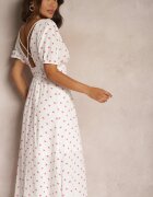 retro & icone Rochie Albă Cambrată din Bumbac cu elastic în talie și cu spatele gol Wedrea