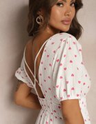 retro & icone Rochie Albă Cambrată din Bumbac cu elastic în talie și cu spatele gol Wedrea