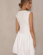 retro & icone Rochie Albă cu Croială Evazată cu Decolteu Pătrat Halivira