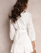 retro & icone Rochie Albă De Bumbac Brodată Tip Cămașă Baucia