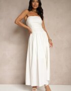 retro & icone Rochie Albă De cocktail De bumbac Bodycon Filitera