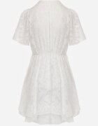 retro & icone Rochie Albă Evazată cu Decolteu închis cu capse Tarae